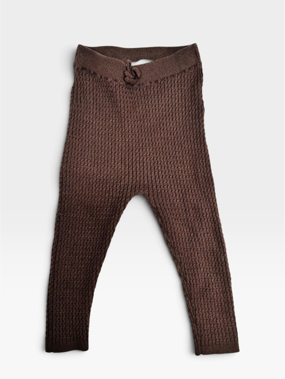 Zara Baby Cable Knit Leggings Footless Tights Brown 9 12 Months Unisex EUC